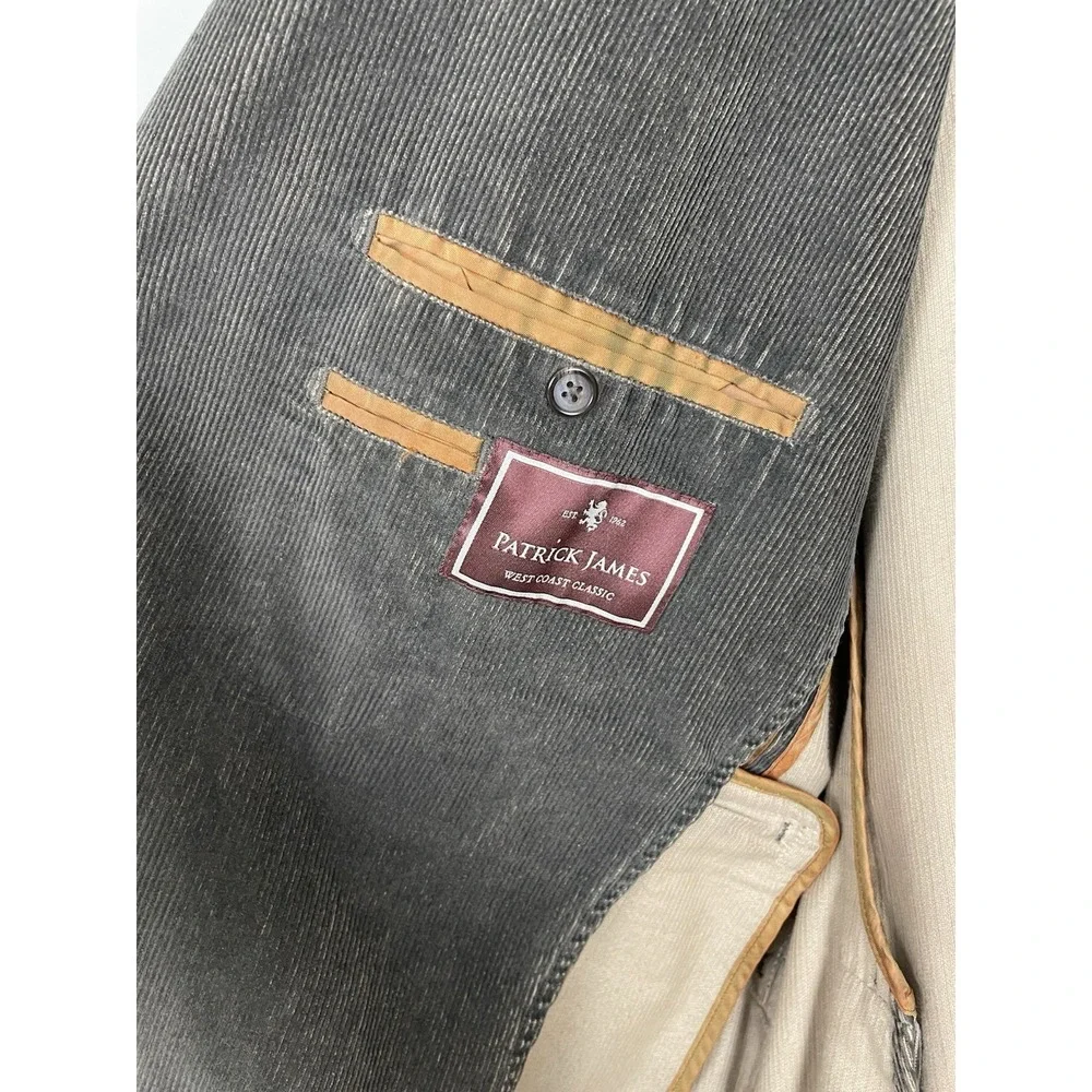 Vintage Corduroy Blazer Unstructured Men's 44R Gray Dark Academia Old Money